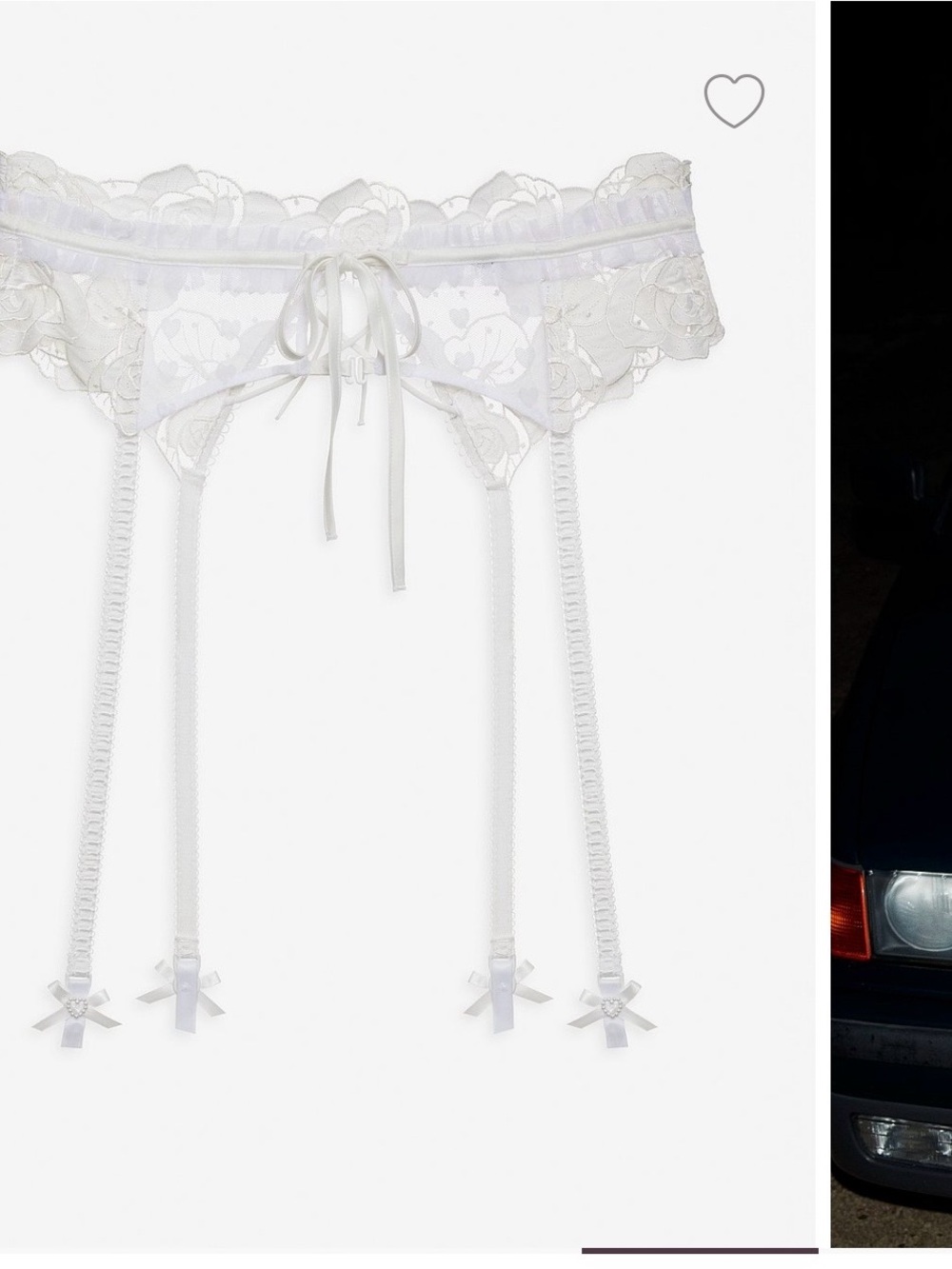 For Love & Lemons White Lace Garter Belt with Ribbon Accents
